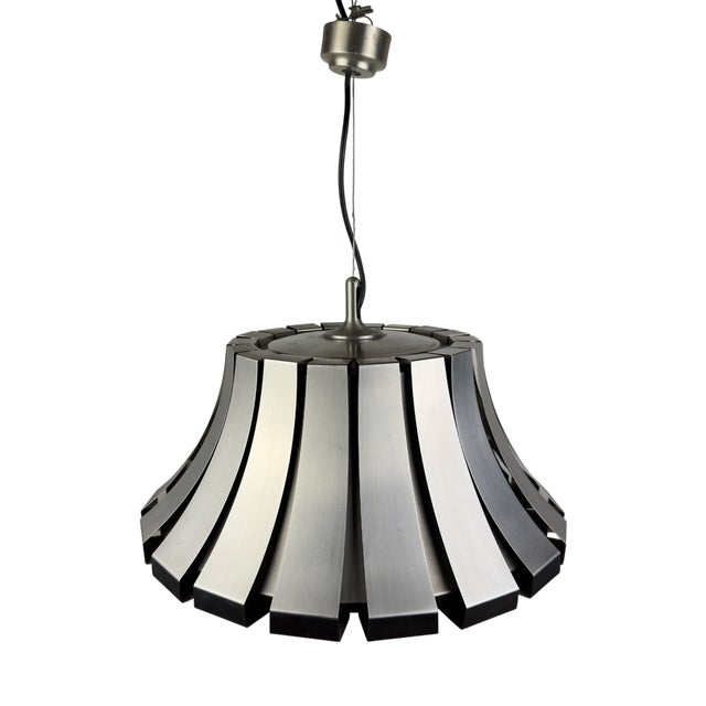 Vintage Metal Pendant Lamp attributed Elio Martinelli for Martinelli Luce, Italy, 1960s For Sale