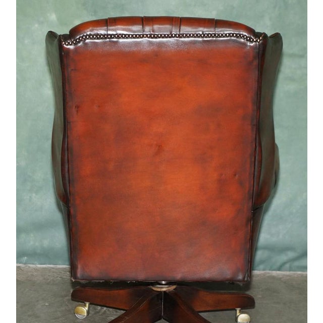 Chesterfield Wingback Swivel Office Chair in Hand-Dyed Leather from Harrods London, 1970s For Sale - Image 18 of 18