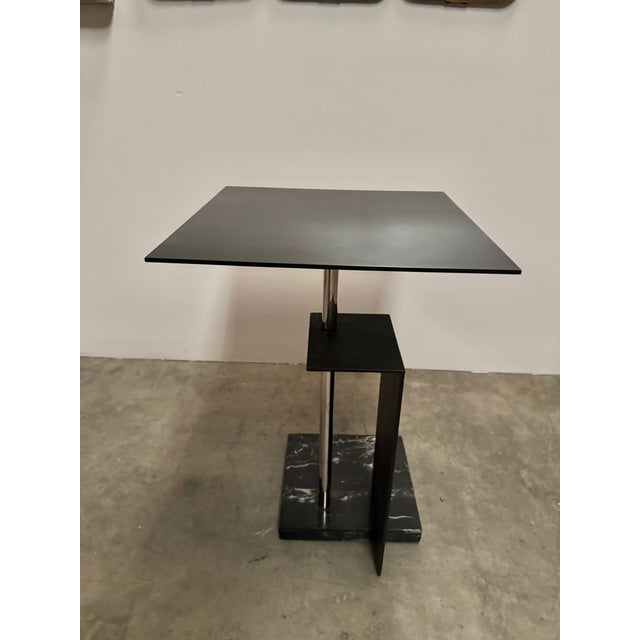 Late 20th Century Late 20th Century Marble and Steel Side Table For Sale - Image 5 of 10
