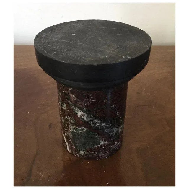 19th Century Antique 19th Century Grand Tour Rouge Specimen Marble Display Column Pedestal With Slate Base For Sale - Image 5 of 11