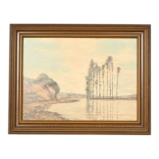 Original "View on the Seine" Framed Print by Homer Dodge Martin For Sale