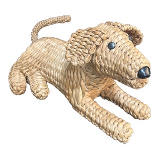 1960s Palecek Rattan Dog For Sale