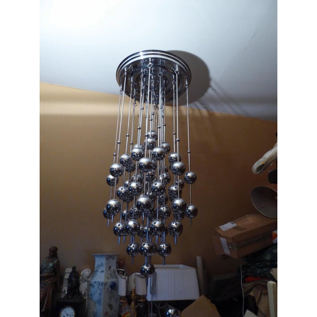 1970s Large Chrome Plated Luber Ball Chandelier by Verner Panton for J. Lüber Ag For Sale - Image 5 of 9