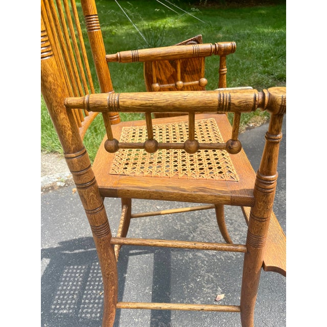 Late 19th-Century Victorian Solid Oak "Ball & Stick" Highchair With Hand-Woven Cane Seat For Sale - Image 17 of 18