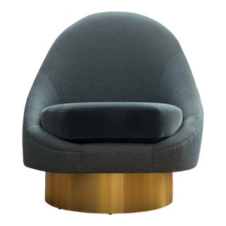 Shine by s.h.o - Sandrine Chair - Modern Asymmetrical Velvet Lounge Chair With Solid Brass Swivel For Sale