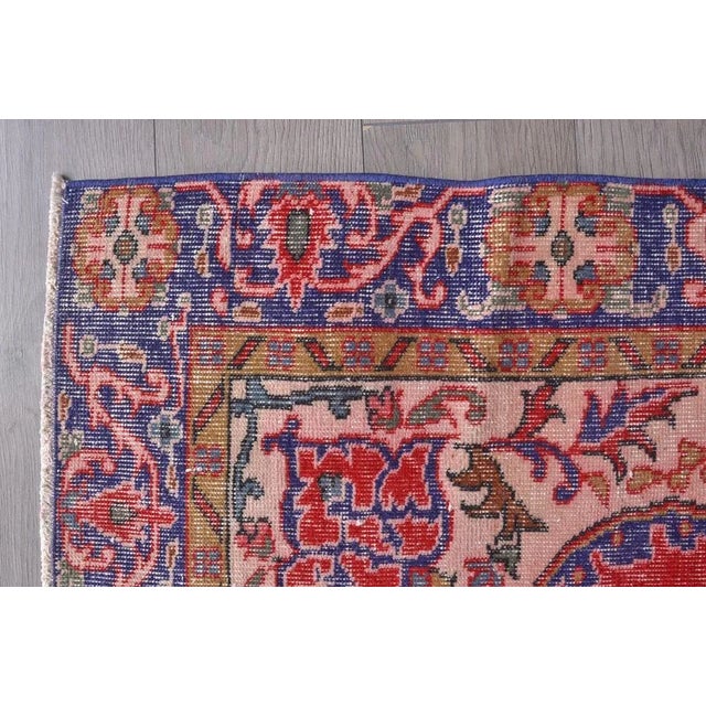 Turkish handmade vintage carpet. Vintage rug, red area rug – traditional unique design rug. One of kind vintage rug with...