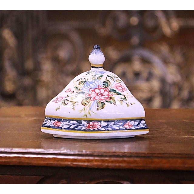 Mid-Century French Hand Painted Corner Desvres Wall Faience Lavabo Fountain For Sale - Image 9 of 16