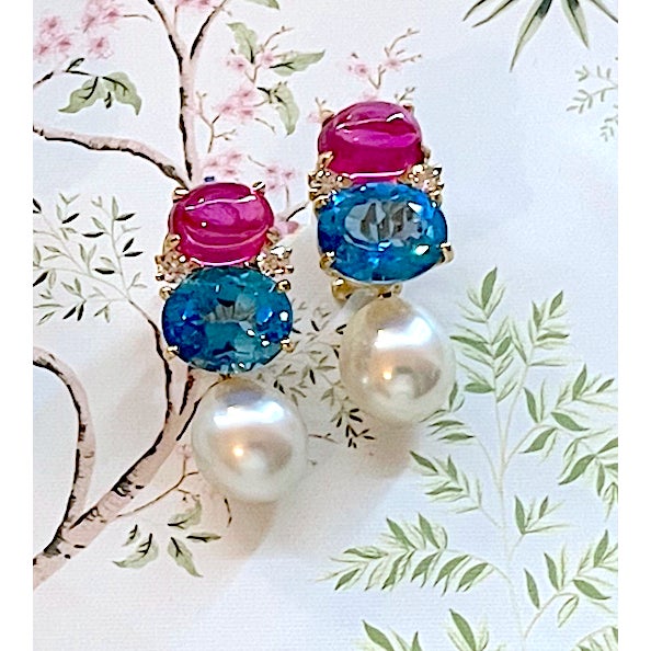 Christina Addison Medium Gum Drop™ Earrings With Kunzite and Peridot and Diamonds - a Pair For Sale In New York - Image 6 of 12