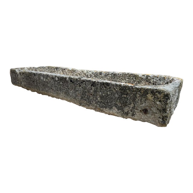 A Long and Low 18th Century Carved Limestone Trough From the South of France For Sale