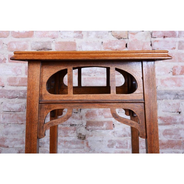 Art Nouveau Pedestal in Walnut, 1890s For Sale - Image 11 of 16