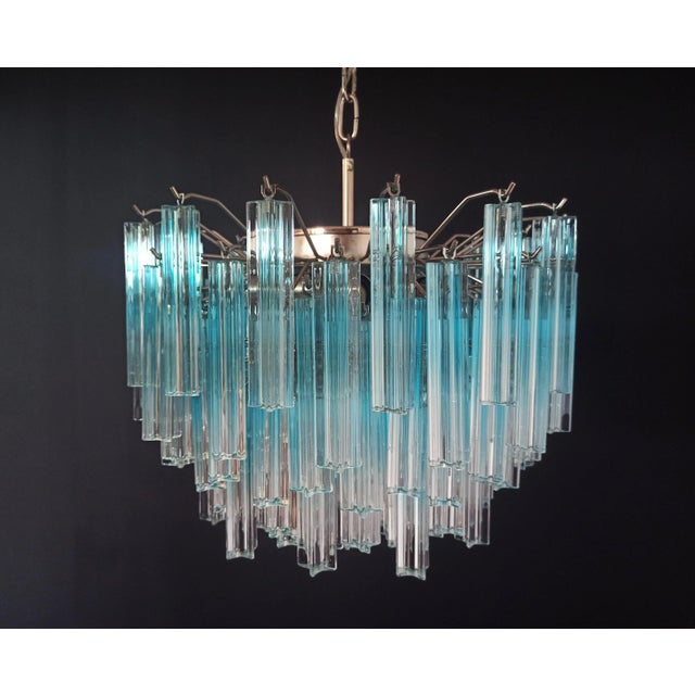 Vintage Blue Murano Glass Quadriedri Ceiling Lamp, 1980s For Sale - Image 4 of 18
