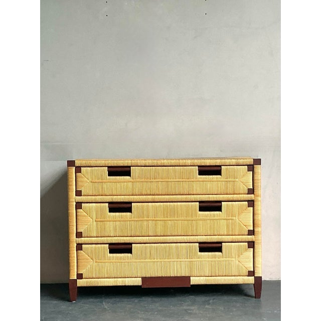 Khaki Vintage Boho John Hutton for Donghia Mahogany and Rattan Commode For Sale - Image 8 of 8