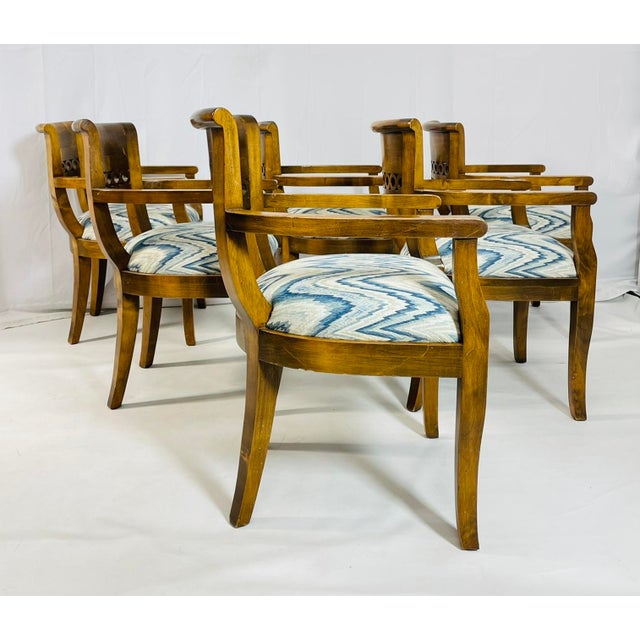 Set of 6 Solid Wood Dining Room Armchairs, Usa 1970s For Sale - Image 4 of 12