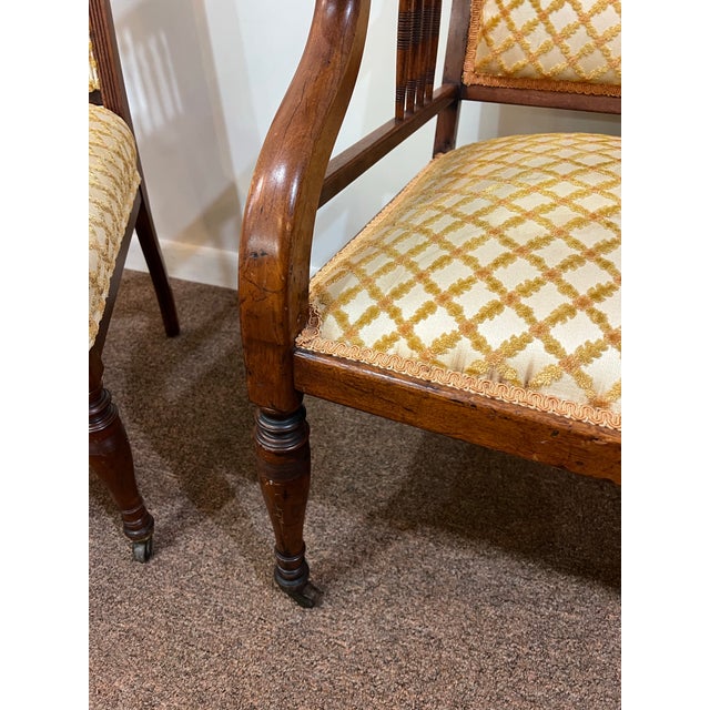 Victorian Late 19th Century East Lake Victorian Spindle Back Settee and Chair For Sale - Image 3 of 12