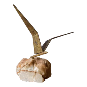 Mid Century Curtis Jere Bird in Flight Sculpture on Stone for Artisan House