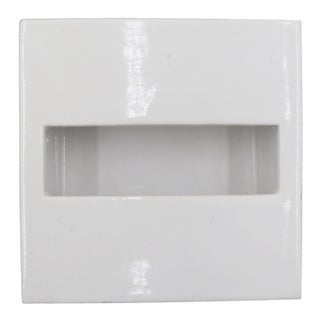 Vintage Recessed Square White Ceramic Tissue Holder For Sale