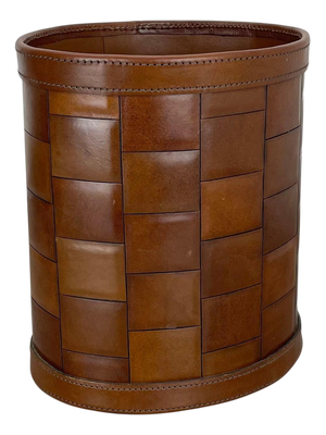 Vintage Patchwork Paper Bin Basket in Leather, 1960s