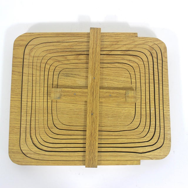 Vintage Oak Wood Collapsible Basket Bowl For Sale - Image 9 of 9