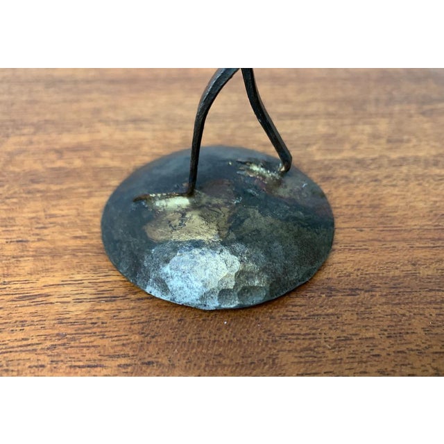 Mid-Century Wrought Iron Horseshoe Nail Art Piper Figurine, 1960s For Sale - Image 6 of 15