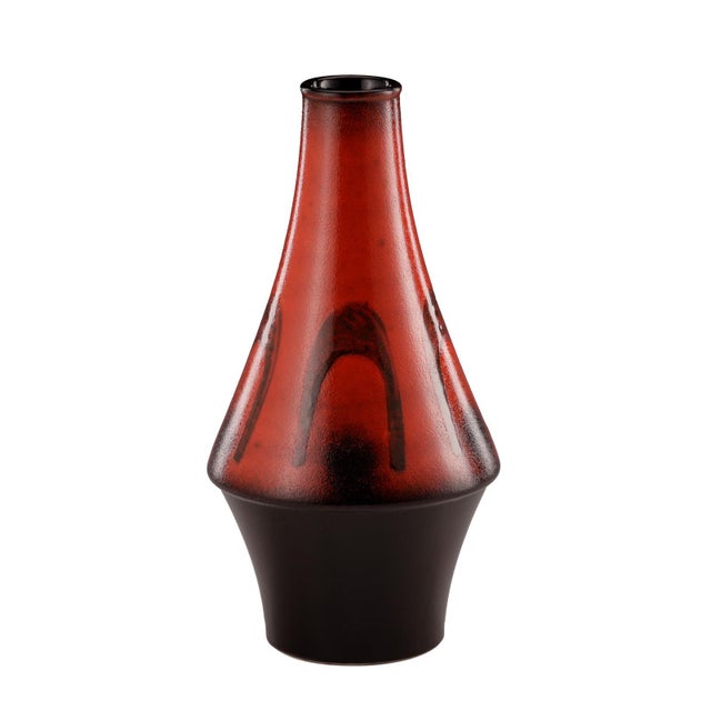 Black Ceramic vase by Dümler & Breiden, Model 15 25, in Red and Black, Germany, 1960s For Sale - Image 8 of 8