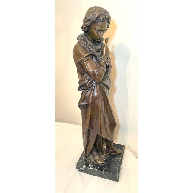 Huge Antique 1800's French Ludwig Beathoven Andre Trupheme Figural Bronze Statue For Sale - Image 9 of 12