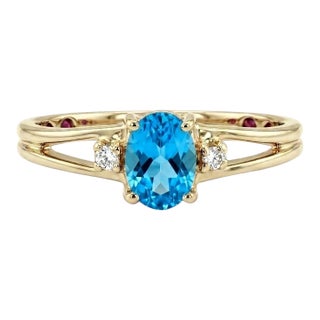 Royal Swiss Blue Topaz Ring - Wedding Engagement Ring Us 7 For Sale