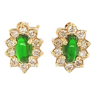 Natural Tourmaline Diamond Earrings 14k Gold 0.85 TCW Certified For Sale