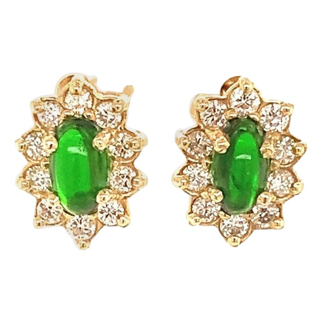 Natural Tourmaline Diamond Earrings 14k Gold 0.85 TCW Certified For Sale