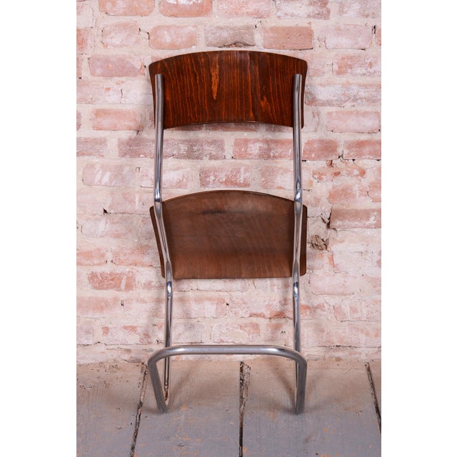 Bauhaus Chairs in Beech and Chrome-Plated Steel, Czech, 1930s, Set of 4 For Sale - Image 9 of 14