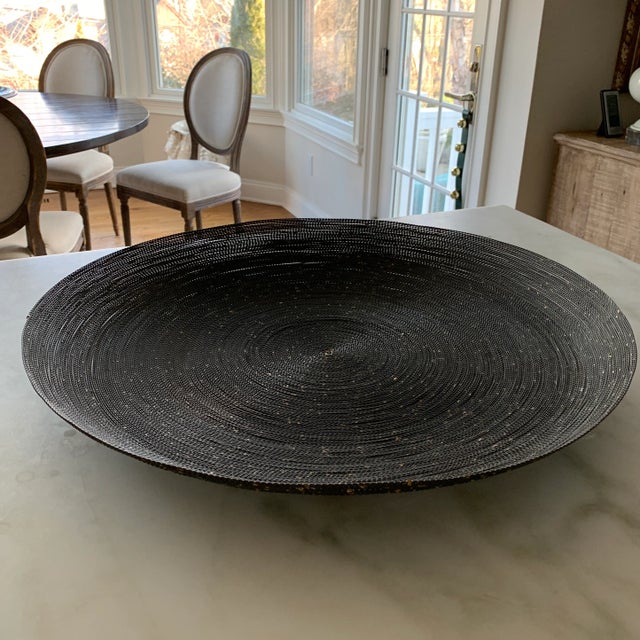 Contemporary Roost Large Grey Wire With Gold Flecks Shallow Bowl For Sale - Image 3 of 9