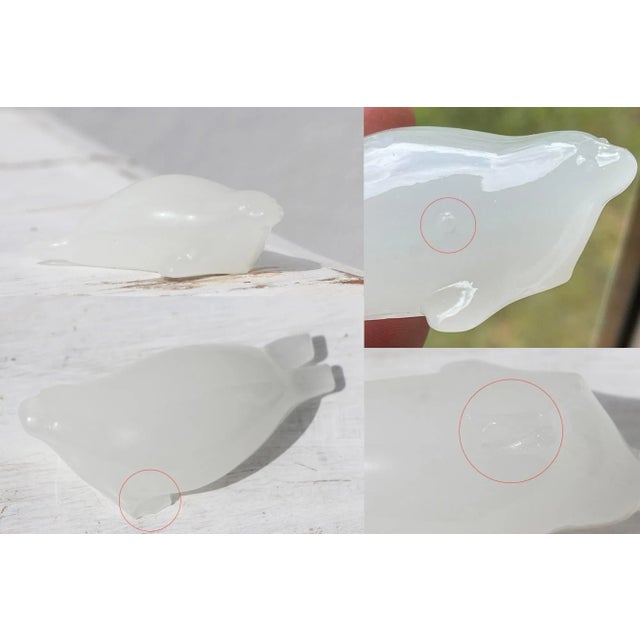 Set of Four Hadeland Opaline Glass Norwegian Figurines: Seal, Rabbit, Dove and Owl For Sale - Image 10 of 12