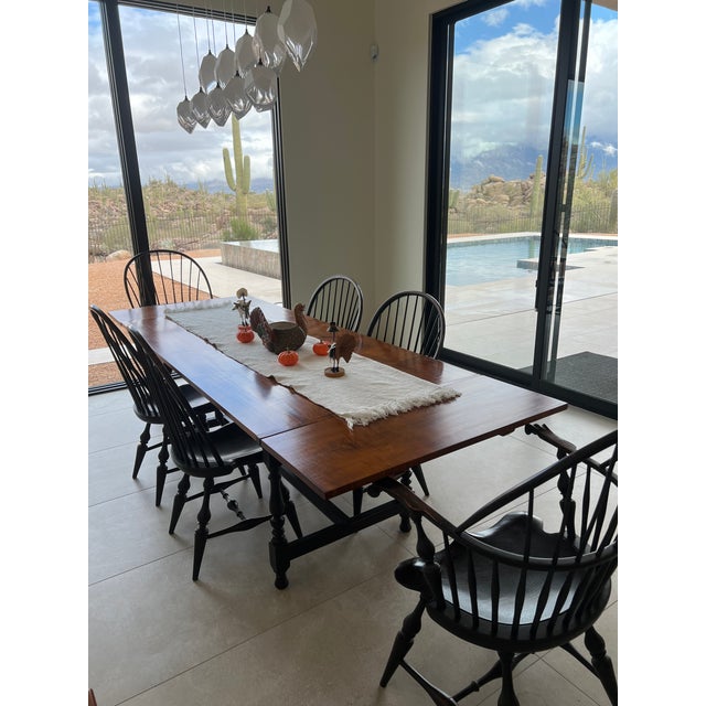 Wood 1990s Dr Dimes Tiger Maple Salisbury Tavern Table and 6 Chairs For Sale - Image 7 of 8