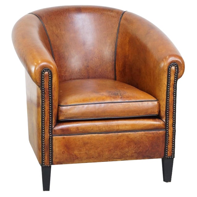Vintage Club Chair in Sheep Leather For Sale