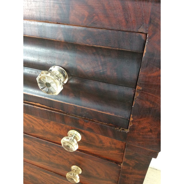 Antique Empire Mahogany Chest of Drawers With Glass Hardware For Sale - Image 13 of 18