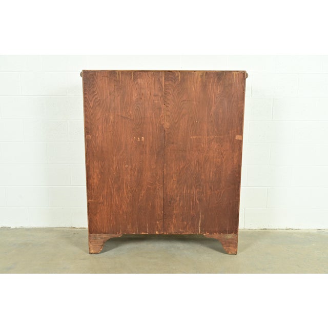 R. J. Horner Style Antique American Empire Carved Tiger Oak Double Bookcase Cabinet With Leaded Glass Doors, Circa 1890s For Sale - Image 13 of 14