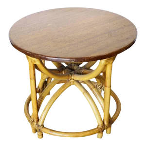 1950s Restored Vintage Five Strand Hour Glass Rattan Coffee Table