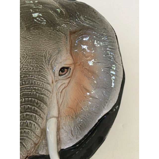 Gray Safari Mid-Century Italian Hand Painted Pottery Elephant Bowl/Catchall For Sale - Image 8 of 12