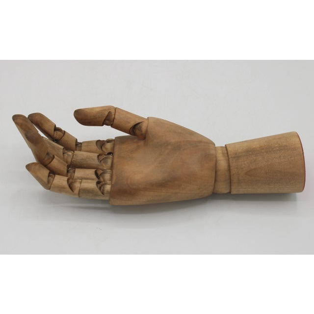 Wood Large 1930s Vintage French Articulated Wooden Hand For Sale - Image 7 of 8