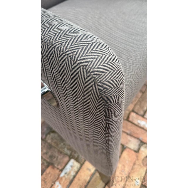 Fendi Casa Italian Lounge Chair With Chrome Swivel Cocktail Tray For Sale - Image 13 of 16