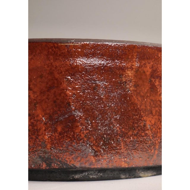 Large Scandinavian Modern Raku-Fired Stoneware Bowl by Inger Rokkjær, 2003 For Sale - Image 10 of 17
