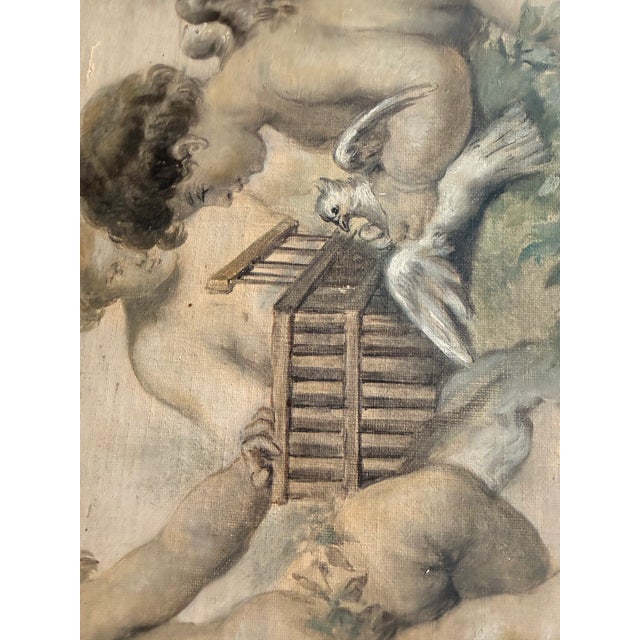 Tall Gilded French Louis XV Style Trumeau Mirror With Cherubs For Sale - Image 4 of 9