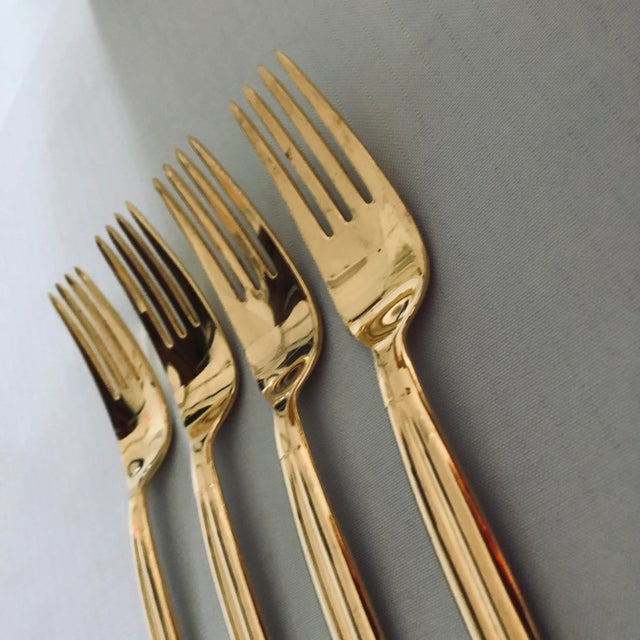 Mid-Century Modern 90's Present by Austria Vienna Gold Stainless Dinner Forks S/4 For Sale - Image 3 of 4