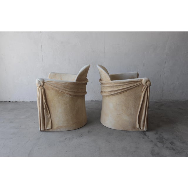 Postmodern Draped Plaster and Fiberglass Chairs For Sale - Image 3 of 11