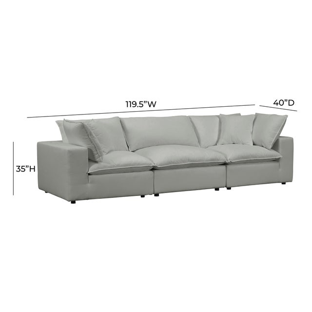 Wood Cali Slate Performance Fabric Modular Sofa For Sale - Image 7 of 8