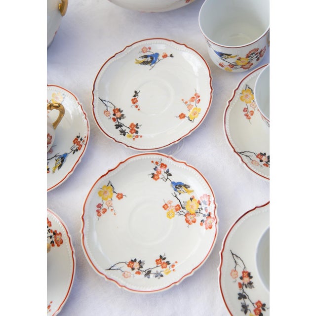 Antique Coffee Set by Malaveix and Granger for Limoges Porcelain, 1920, Set of 16 For Sale - Image 10 of 12