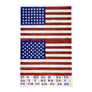 Jasper Johns Two Flags 1980 Original 50th Anniversary of the Whitney Museum of American Art Exhibition Poster For Sale