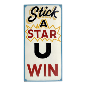 Vintage Hand Painted Stick a Star Carnival Sign