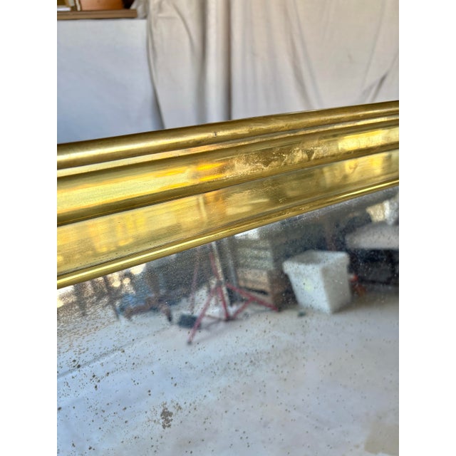 20th Century French Brass Bistro Wall Mirror For Sale - Image 11 of 13