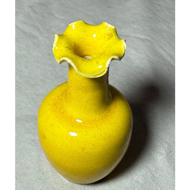 Antique Miniature 19th Century Chinese Yellow Glaze Miniature Mini Pottery Vase For Sale - Image 9 of 9