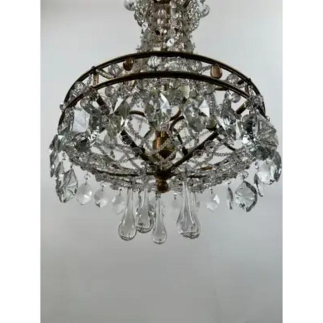 Vintage French Empire Style Gilt Bronze & Tiered Crystal & Beads Chandelier For Sale - Image 13 of 14